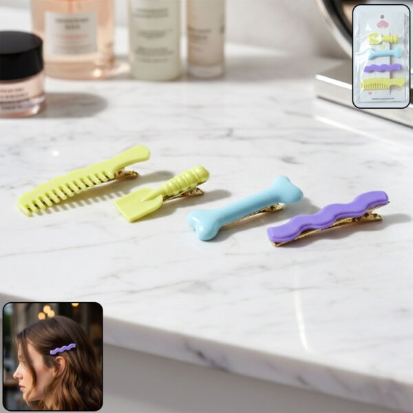 Set of 4 decorative alligator hair clips for girls and women