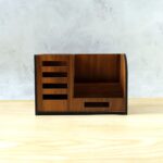 Premium Wooden Desk Organizer with Phone Stand, Pen Holder, Card Holder (1 Pc) - Image 8