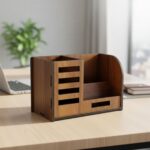 Premium Wooden Desk Organizer with Phone Stand, Pen Holder, Card Holder (1 Pc) - Image 6