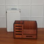 Premium Wooden Desk Organizer with Phone Stand, Pen Holder, Card Holder (1 Pc) - Image 9