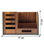 Premium Wooden Desk Organizer with Phone Stand, Pen Holder, Card Holder (1 Pc) - Image 7