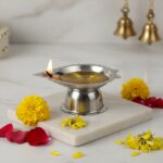 Stainless Steel Diamond Design Agarbatti & Diya Stand (1 Pc) - Image 4