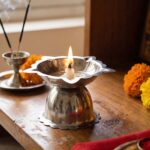Stainless Steel Sunflower Design Diya Stand (Small Size / 1 Pc) - Image 3
