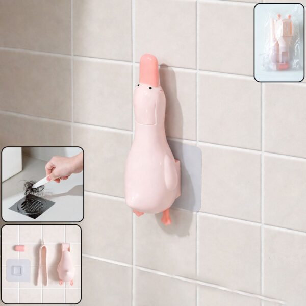 Cute duck shape bathroom hair catcher and wall organizer