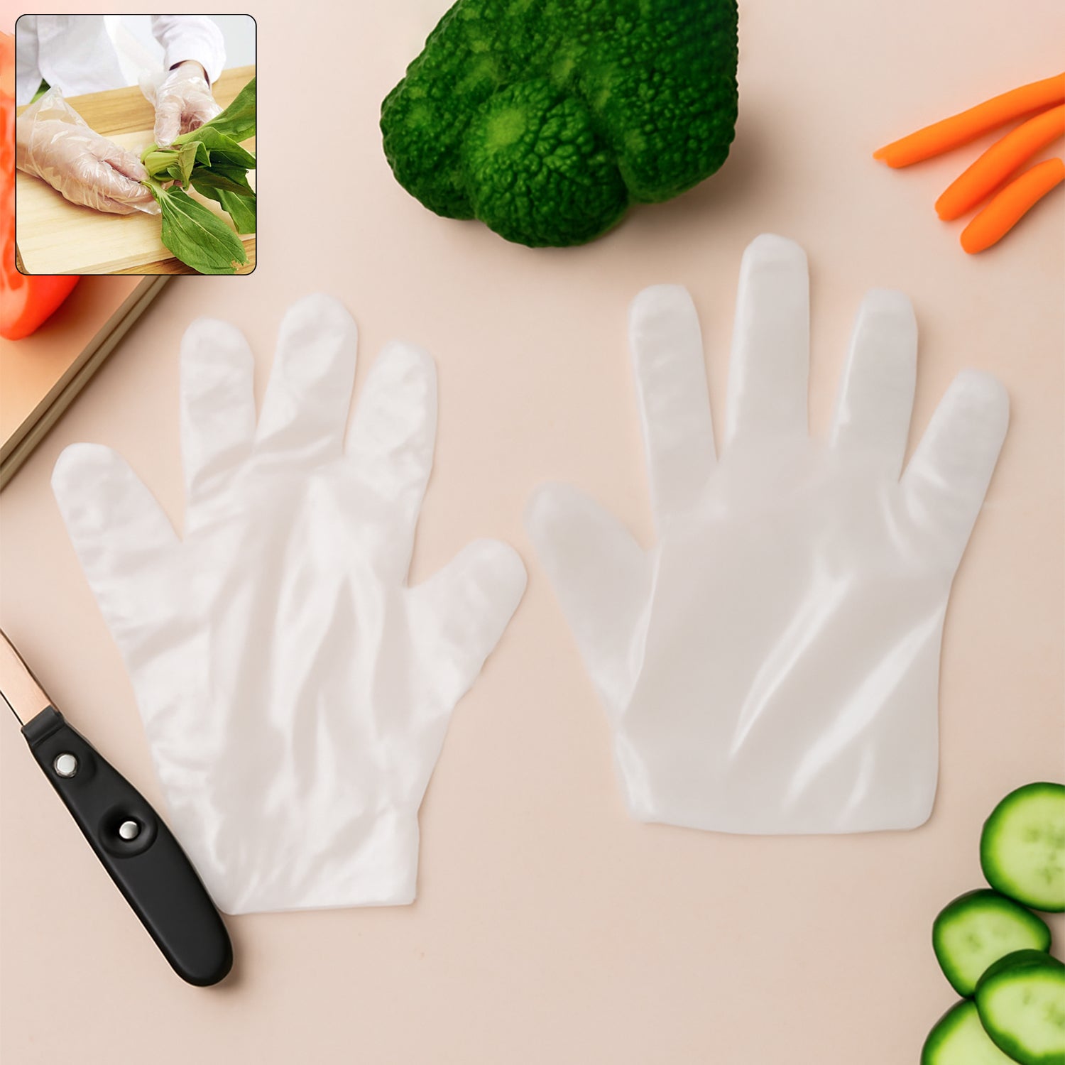 Pack of 100 Eco-Friendly Disposable Kitchen Hand Gloves