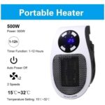 500W Portable Wall Plug Room Heater Compact Electric Space Heater - Image 8
