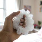 Elegant White Mesh Fabric Hair Scrunchie (1 Pc) - Image 3