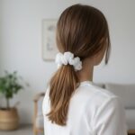 Elegant White Mesh Fabric Hair Scrunchie (1 Pc) - Image 4