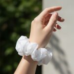 Elegant White Mesh Fabric Hair Scrunchie (1 Pc) - Image 6