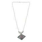Traditional Square Motif Oxidised Silver Finish Pendant Necklace (1 Pc) - Image 5