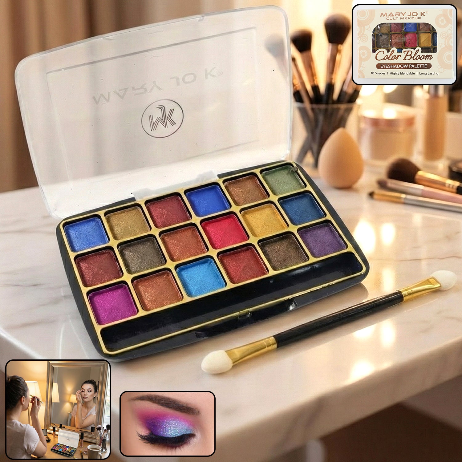 Eyeshadow-WOSKU-01.jpg Premium 18-Color Shimmer Eyeshadow Palette (12 GM / 1 Pc) - Image 1