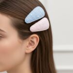 Textured Fabric Snap Hair Clips Set (4 Pc) - Image 3