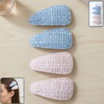 Set of 4 textured fabric snap hair clips for women and girls