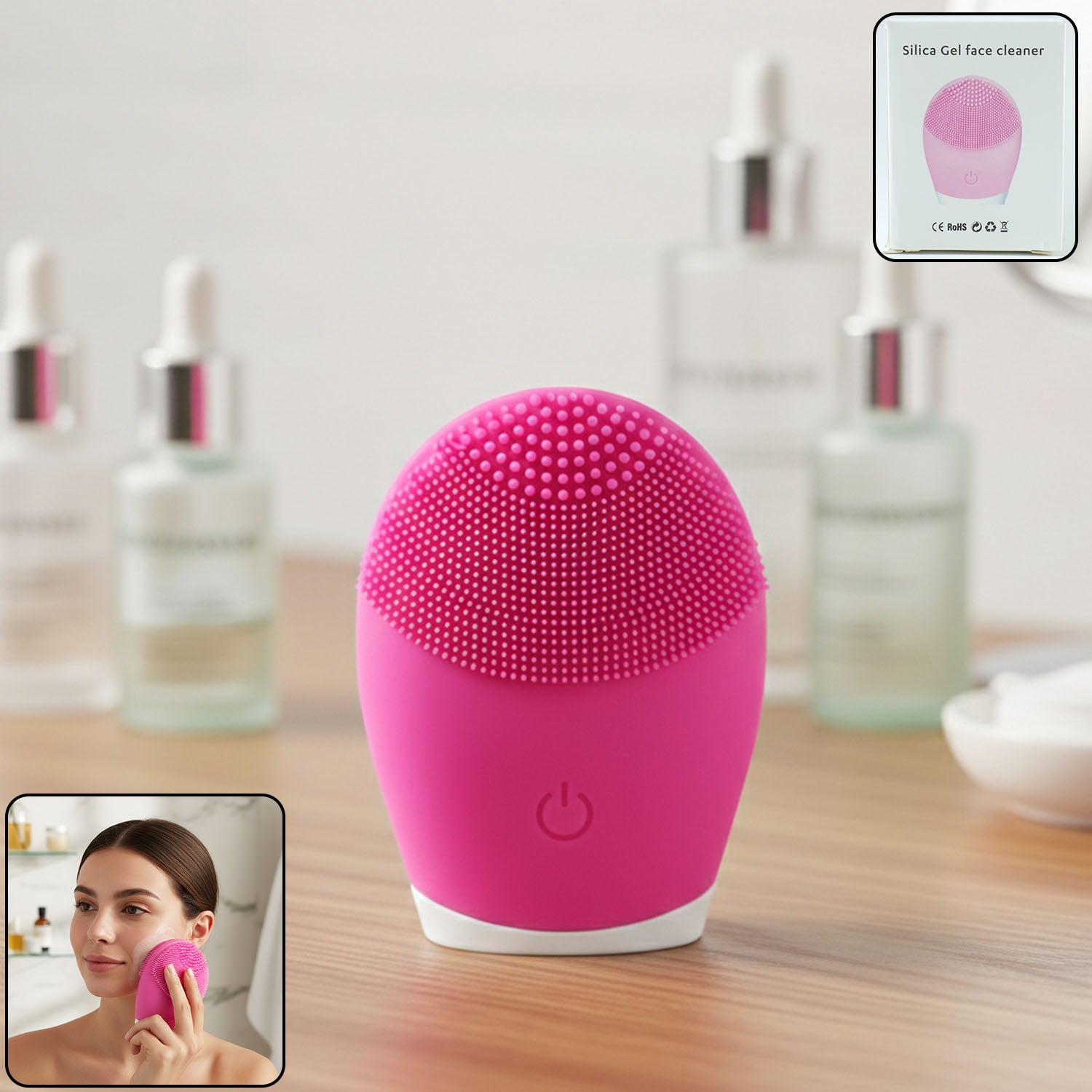 Premium silicone electric facial cleansing brush