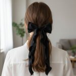 Stylish Fabric Hair Scrunchie with Bow Tie Design(1 Pc, Mix Color & Design) - Image 3