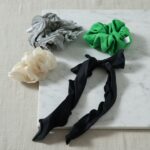 Stylish Fabric Hair Scrunchie with Bow Tie Design(1 Pc, Mix Color & Design) - Image 7