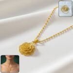 Elegant floral design gold plated pendant necklace for women