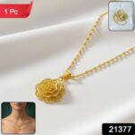 Elegant Floral Design Gold Plated Pendant Necklace (1 Pc) - Image 2