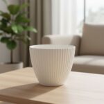 Premium White Ribbed Decorative Flower Pot (1 Pc) - Image 4