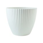 Premium White Ribbed Decorative Flower Pot (1 Pc) - Image 5
