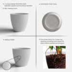 Premium White Ribbed Decorative Flower Pot (1 Pc) - Image 7