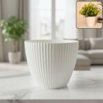 Premium White Ribbed Decorative Flower Pot