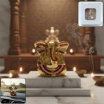 Golden Lord Ganesha Idol with stone work