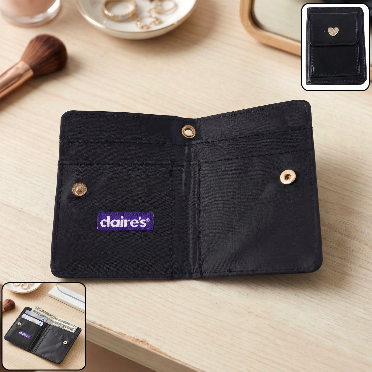 Compact Snap Button Card Holder Wallet