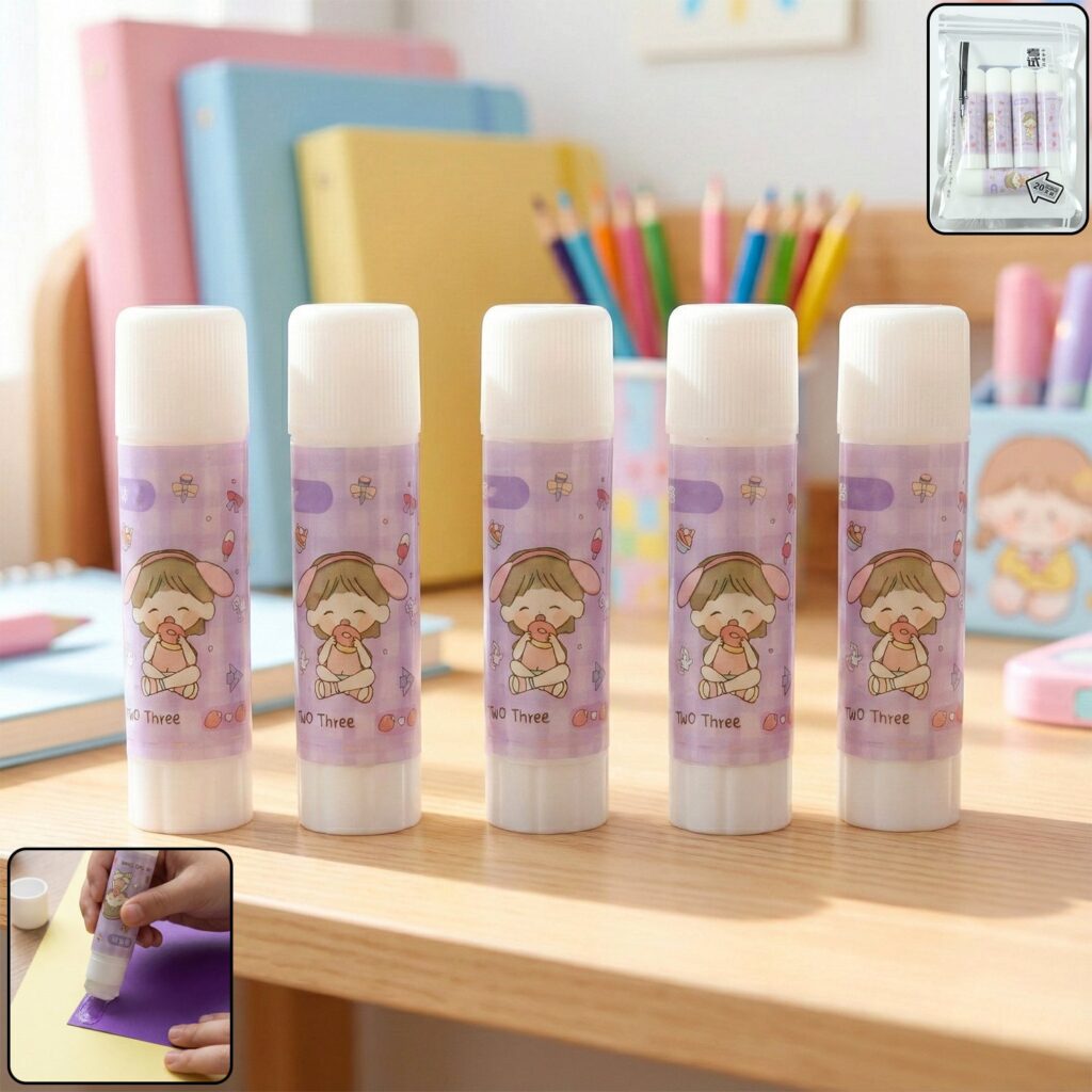 Pack of 5 Cartoon-Themed Solid Glue Sticks