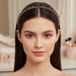 Elegant Black Crystal Studded Metal Hair Band (1 Pc) - Image 3