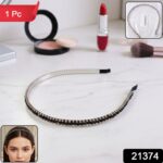 Elegant Black Crystal Studded Metal Hair Band (1 Pc) - Image 2