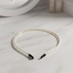 Elegant Pearl Beaded Slim Golden Metal Hair Band (1 Pc) - Image 5