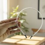 Elegant Pearl Beaded Slim Golden Metal Hair Band (1 Pc) - Image 7