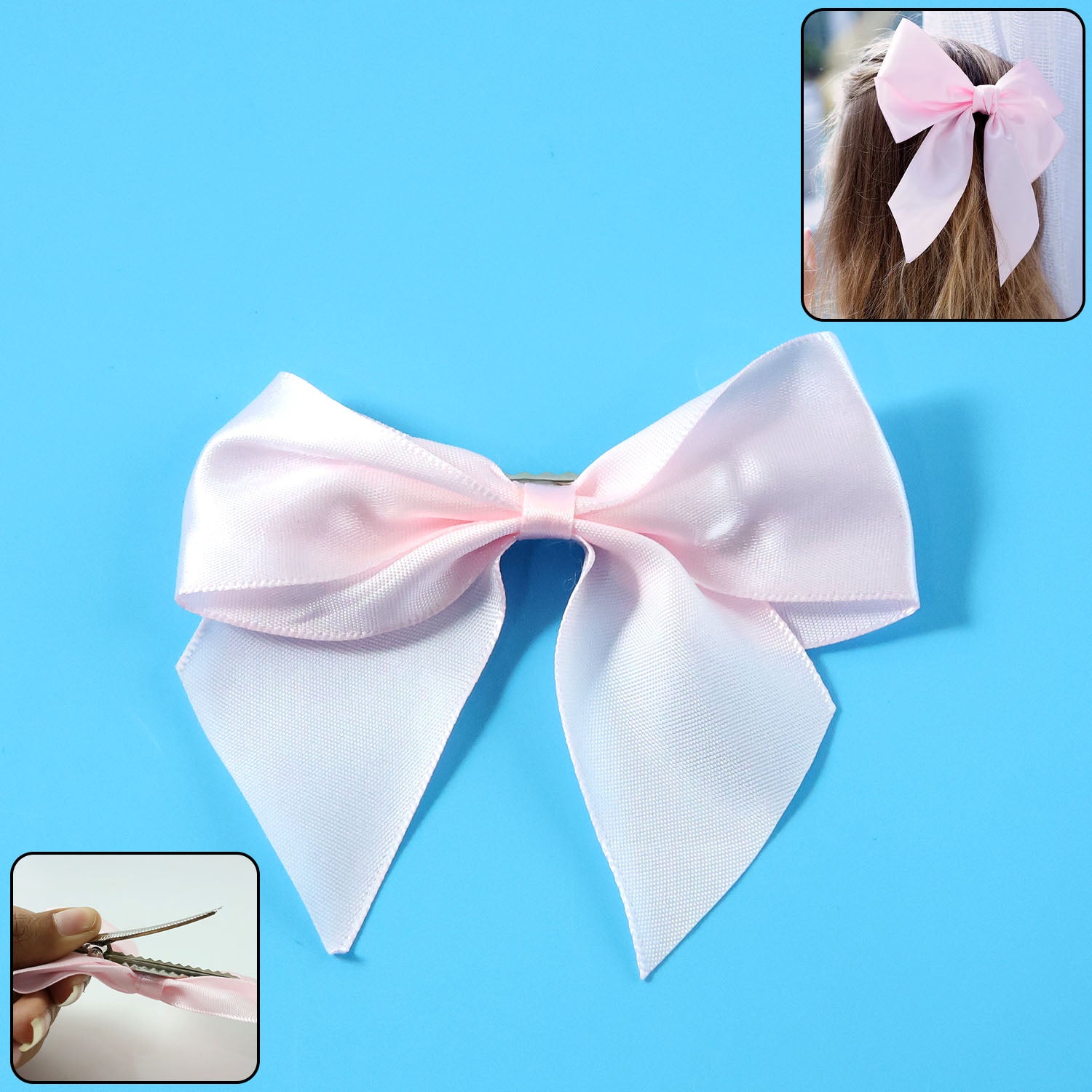 Elegant satin hair bow clip for girls and women