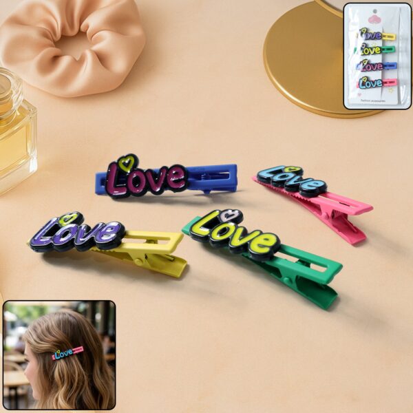 Decorative Hair Clip Set with Text Design