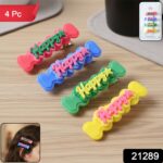 Cute “Happy” Bone-Shaped Snap Hair Clips Set (4 Pc) - Image 2