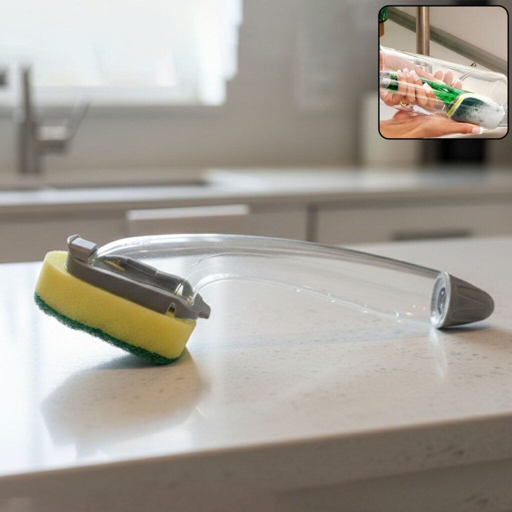 Heavy duty soap dispensing dishwand scrubber brush