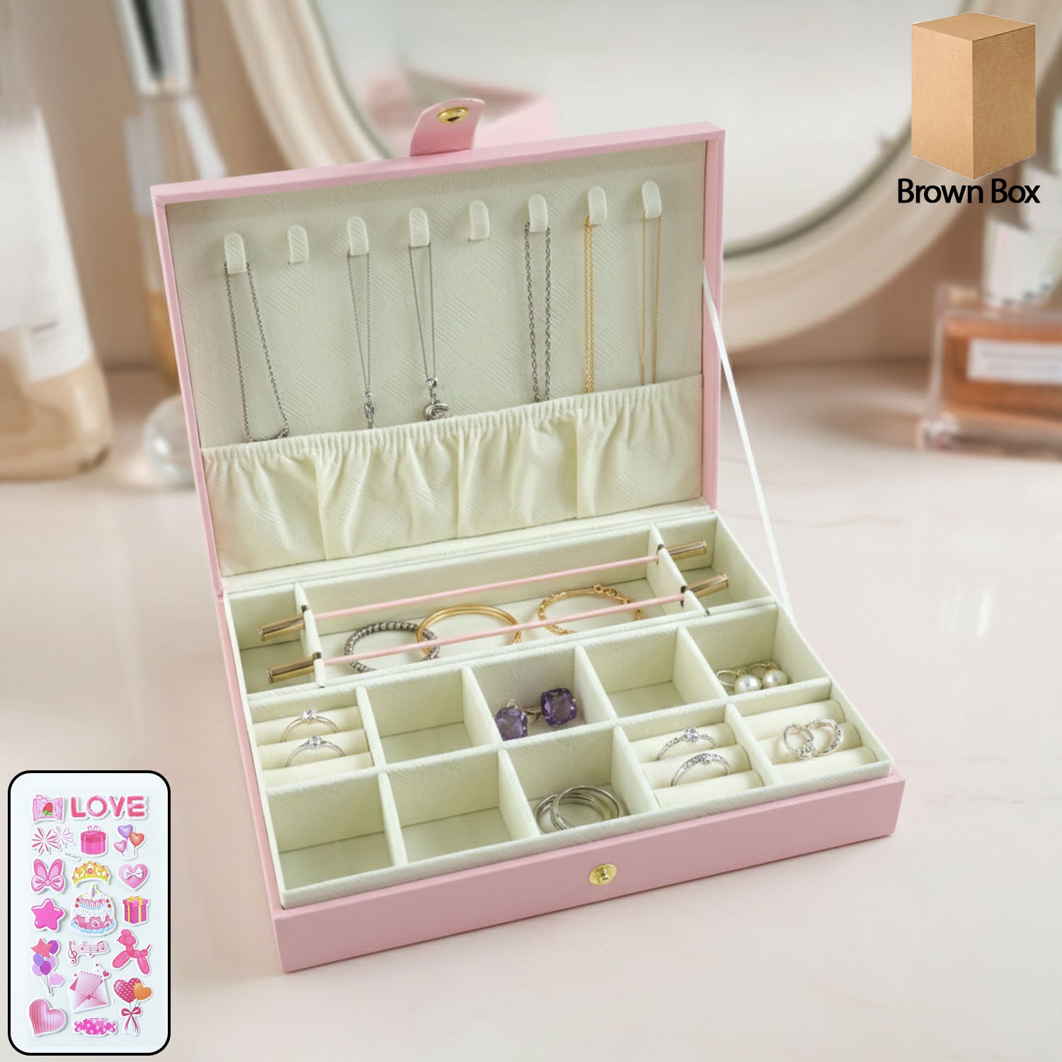 JewelleryOrganizerBox-WOSKU-01.jpg Premium Jewellery Organizer Storage Box (1 Pc) - Image 1
