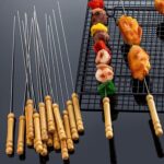 Barbecue Skewers for BBQ Tandoor and Gril with Wooden Handle - Pack of 12 - Image 3