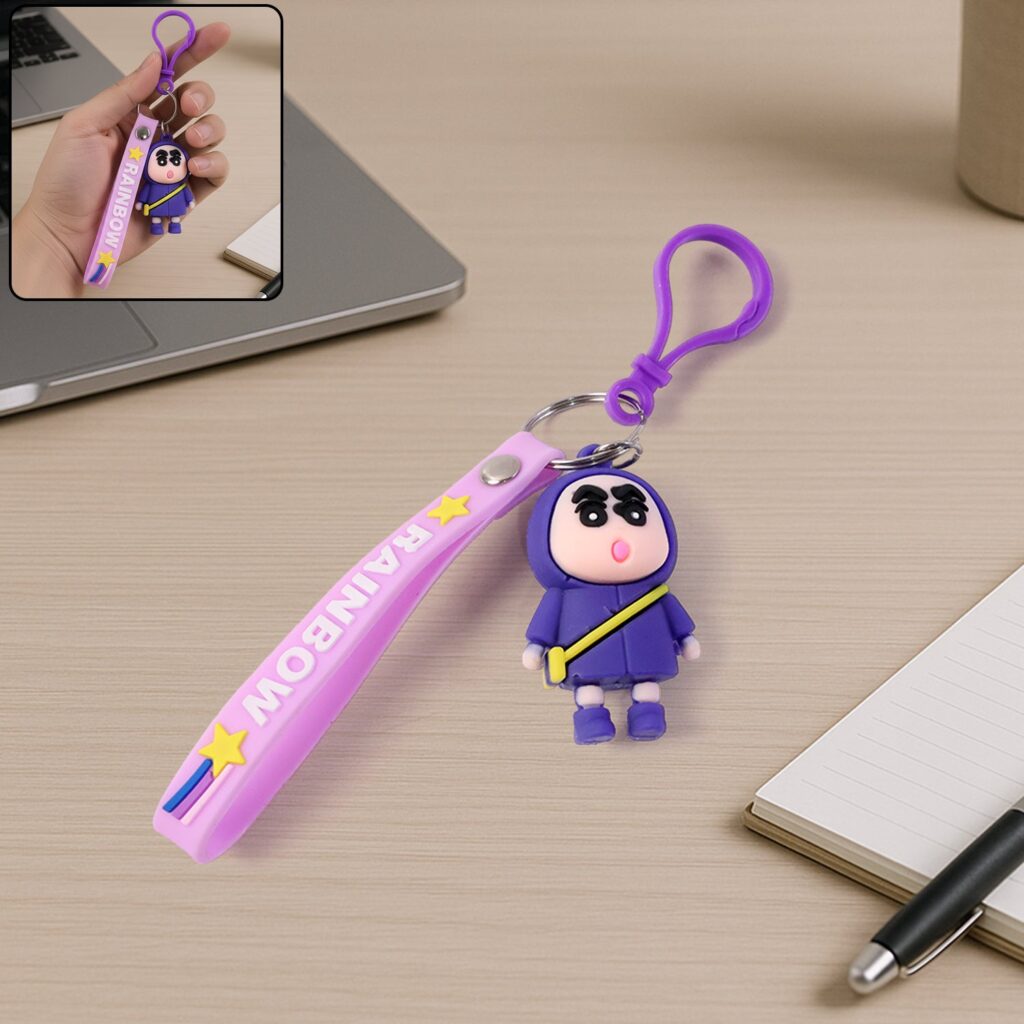 Cute cartoon character silicone keychain with wrist loop