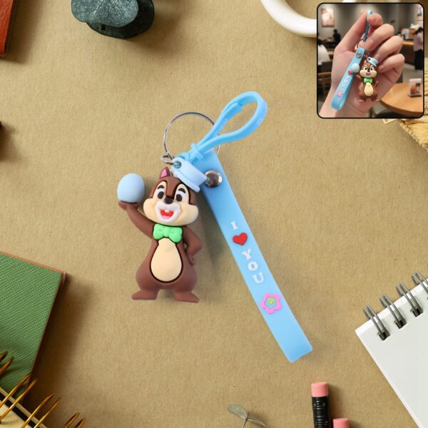 Cute cartoon squirrel keychain with 'I Love You' strap