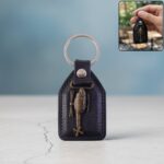 Premium Leather Finish Metal Sword Emblem Keychain