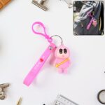 Cute Cartoon Doll Figure Keychain with Pink Strap