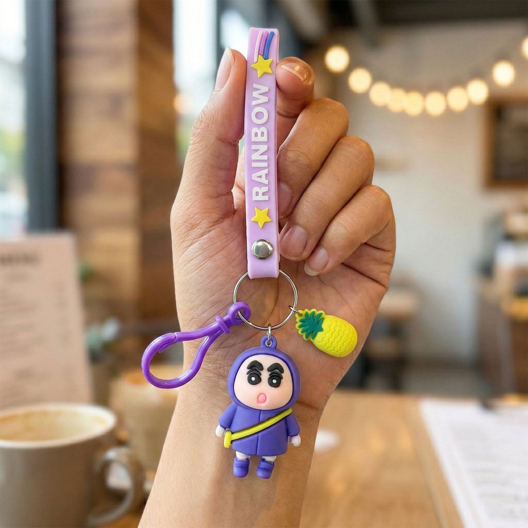 Cute Cartoon Doll Keychain with Pineapple Charm