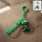 Cute dinosaur cartoon silicone keychain with wrist loop