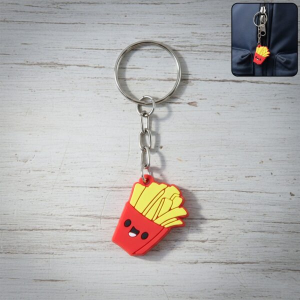 Cute Smiley French Fries Shape Cartoon Keychain