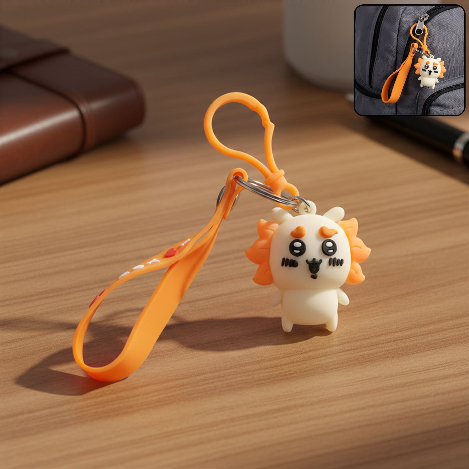 Keychain03-WOSKU-01_2e273770-a14f-4058-b99f-165a005c1d7c.jpg Cute Cartoon Lion Silicone Keychain (1 Pc) - Image 1
