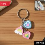 Cute Heart & Rainbow Charm Keychain (1 Pc) - Image 2