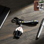 Stylish Cartoon Man Figure Keychain with Rainbow Strap