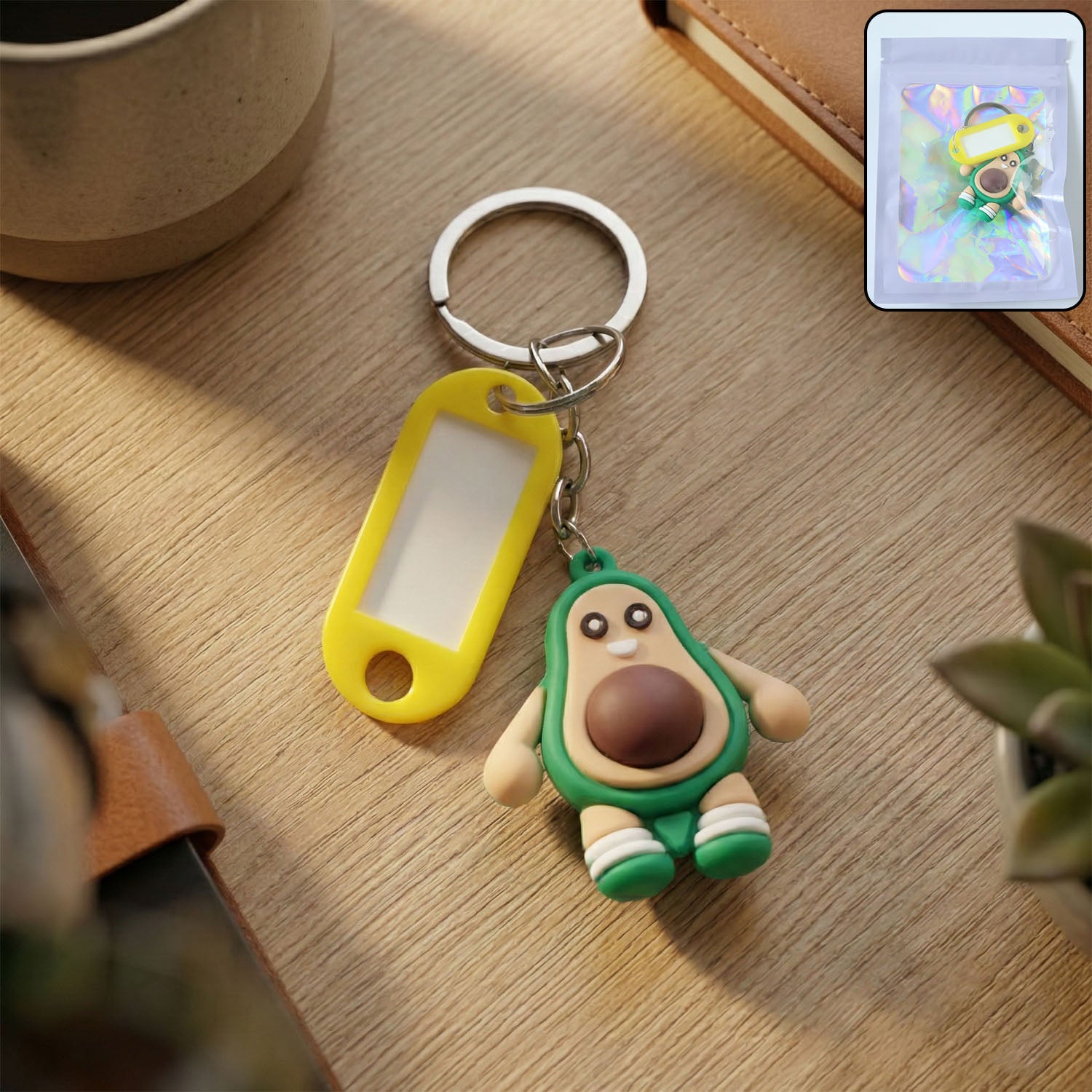 Keychain1-WOSKU-01_2d1253a8-a646-488c-a30c-60c63024e2e7.jpg Cute Avocado Cartoon Character Keychain (1 Pc) - Image 1